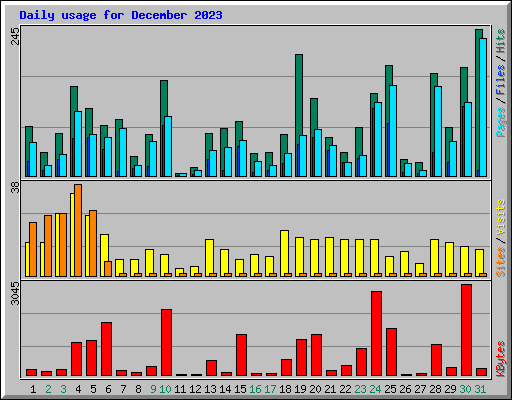 Daily usage for December 2023
