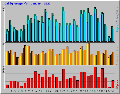 Daily usage for January 2025