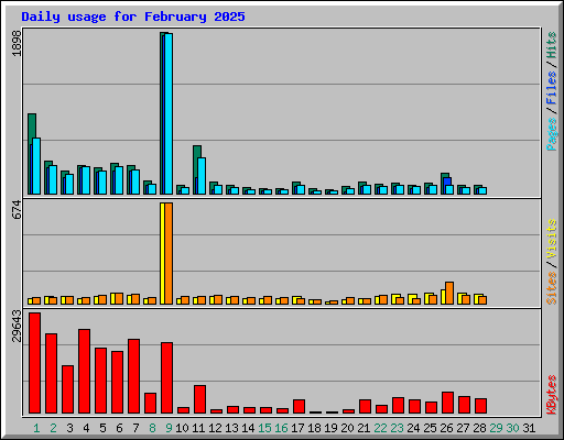 Daily usage for February 2025