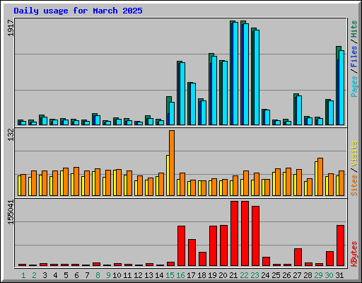 Daily usage for March 2025
